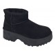 Cizme dama scurte din piele ecologica tip velur imblanite Urban Next Step A89BLACK