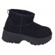 Cizme dama scurte din piele ecologica tip velur imblanite Urban Next Step A89BLACK