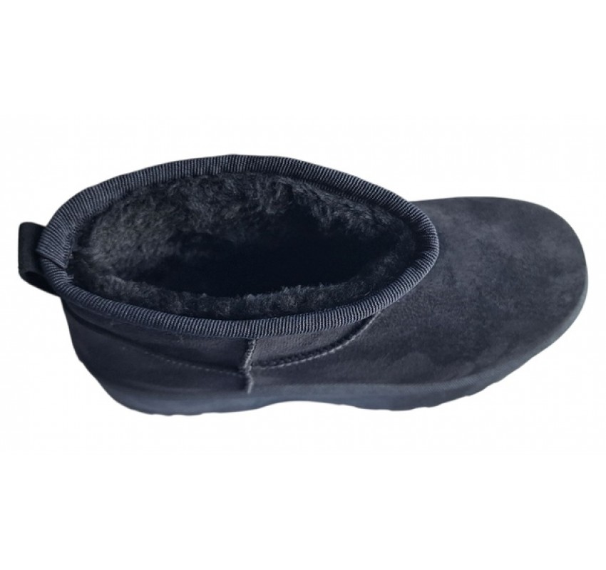 Ghete dama scurte din piele ecologica tip velur imblanite Urban Next Step A89BLK