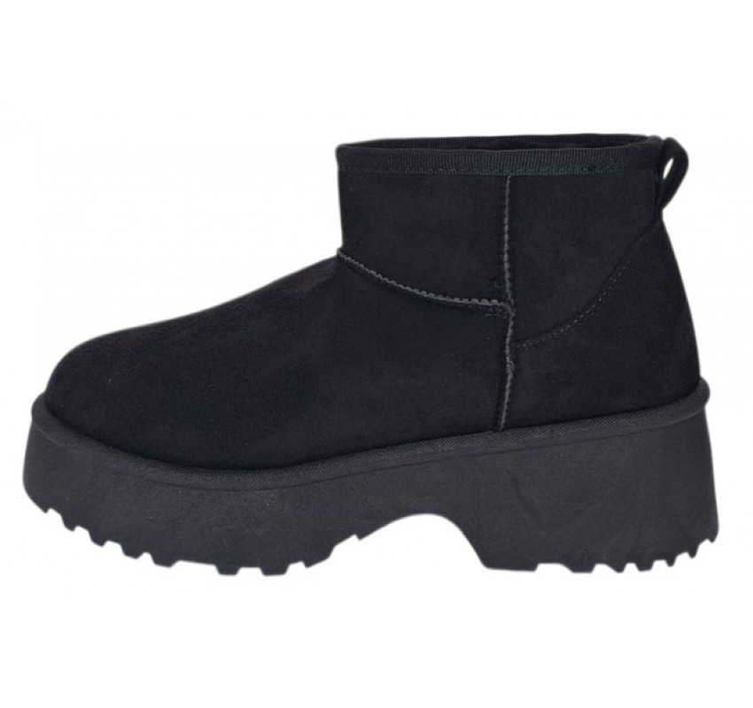 Ghete dama scurte din piele ecologica tip velur imblanite Urban Next Step A89BLK