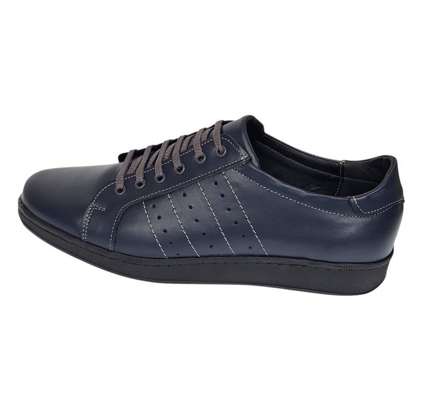 Pantofi barbati sport casual din piele naturala bleumarin ADTIMBL