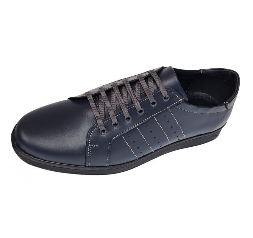 Pantofi barbati sport casual din piele naturala bleumarin ADTIMBL