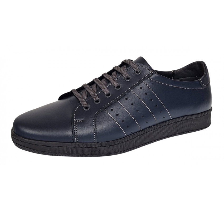 Pantofi barbati sport casual din piele naturala bleumarin ADTIMBL