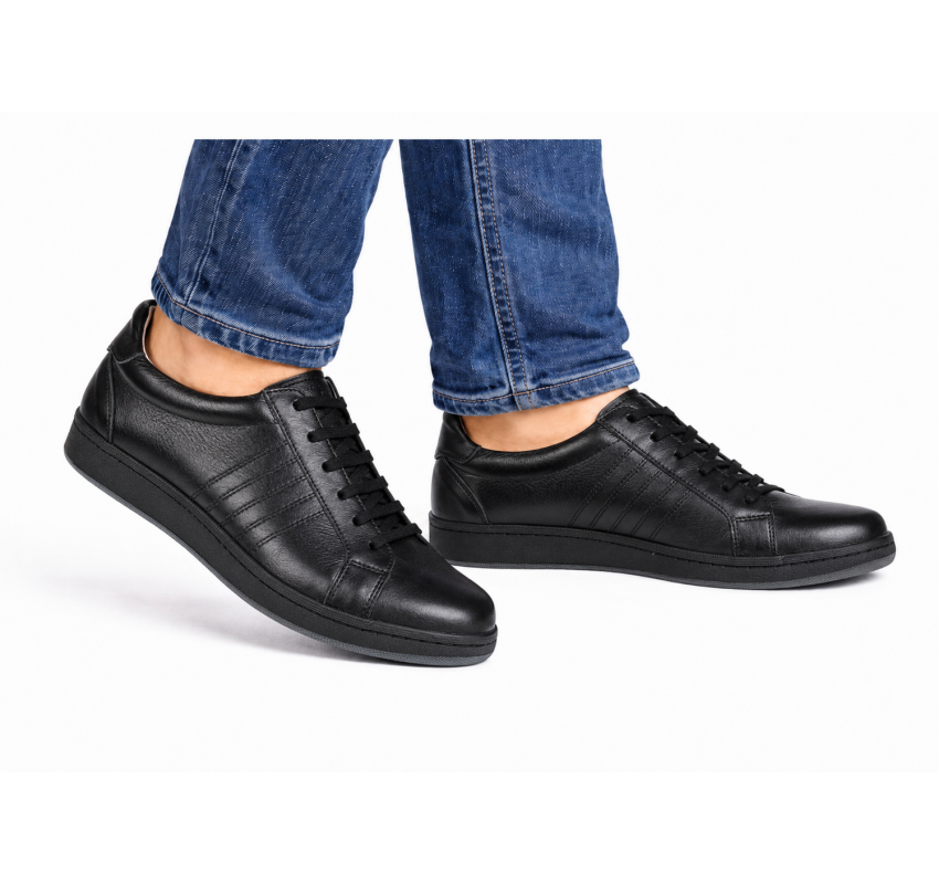 Pantofi barbati casual din piele naturala Tim Negru 