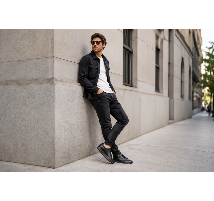 Pantofi barbati casual din piele naturala Tim Negru 