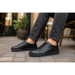 Pantofi barbati casual din piele naturala Tim Negru 