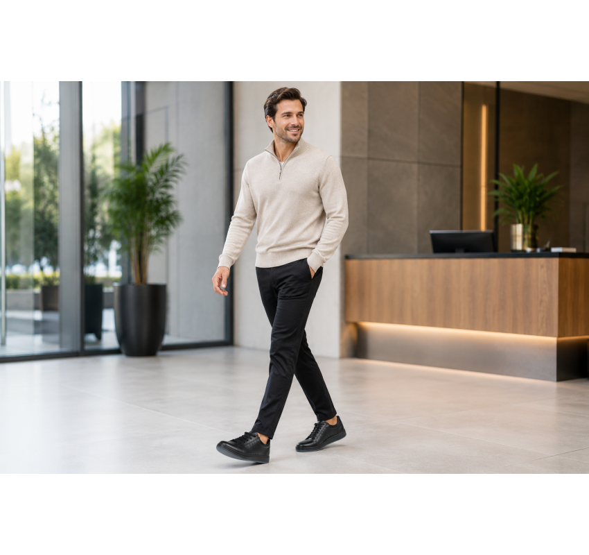 Pantofi barbati casual din piele naturala Tim Negru 