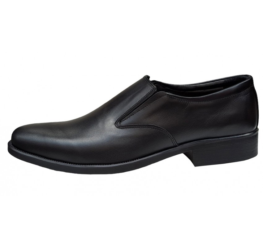 Pantofi barbati, eleganti, din piele naturala, cu elastic, Negru, ADY3NEL