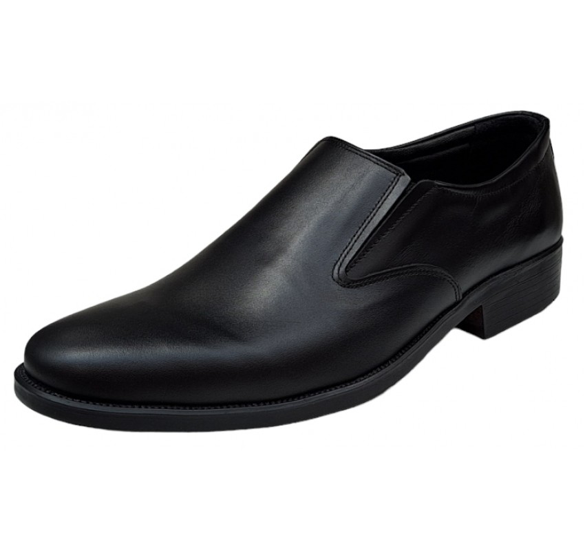 Pantofi barbati, eleganti, din piele naturala, cu elastic, Negru, ADY3NEL