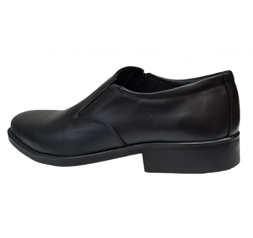 Pantofi barbati, eleganti, din piele naturala, cu elastic, Negru, ADY3NEL