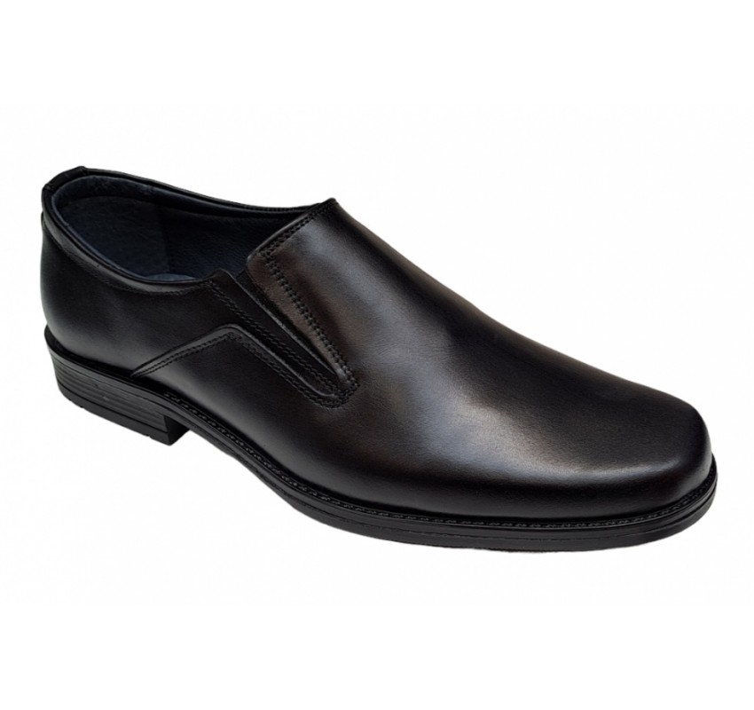 Pantofi barbati, eleganti, din piele naturala, cu elastic, Negru, ADYNEL