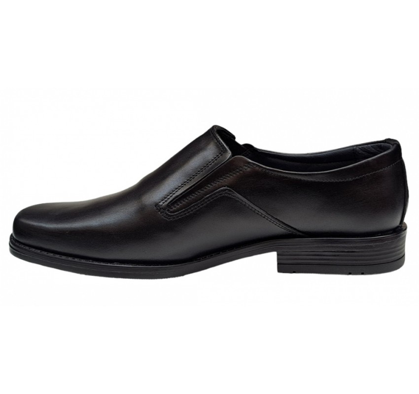 Pantofi barbati, eleganti, din piele naturala, cu elastic, Negru, ADYNEL
