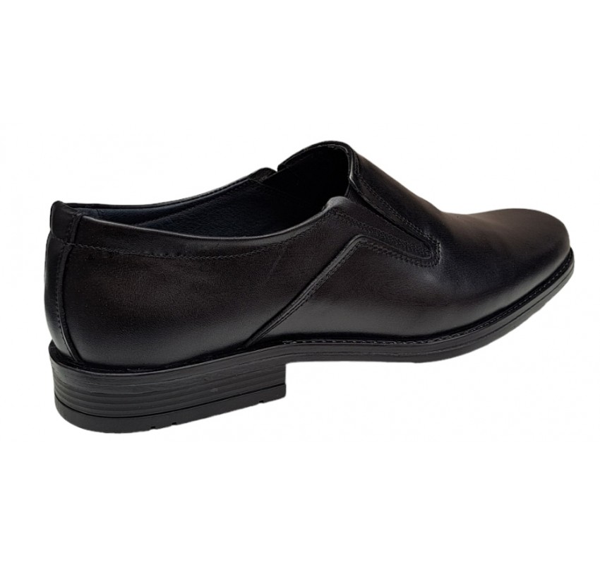 Pantofi barbati, eleganti, din piele naturala, cu elastic, Negru, ADYNEL