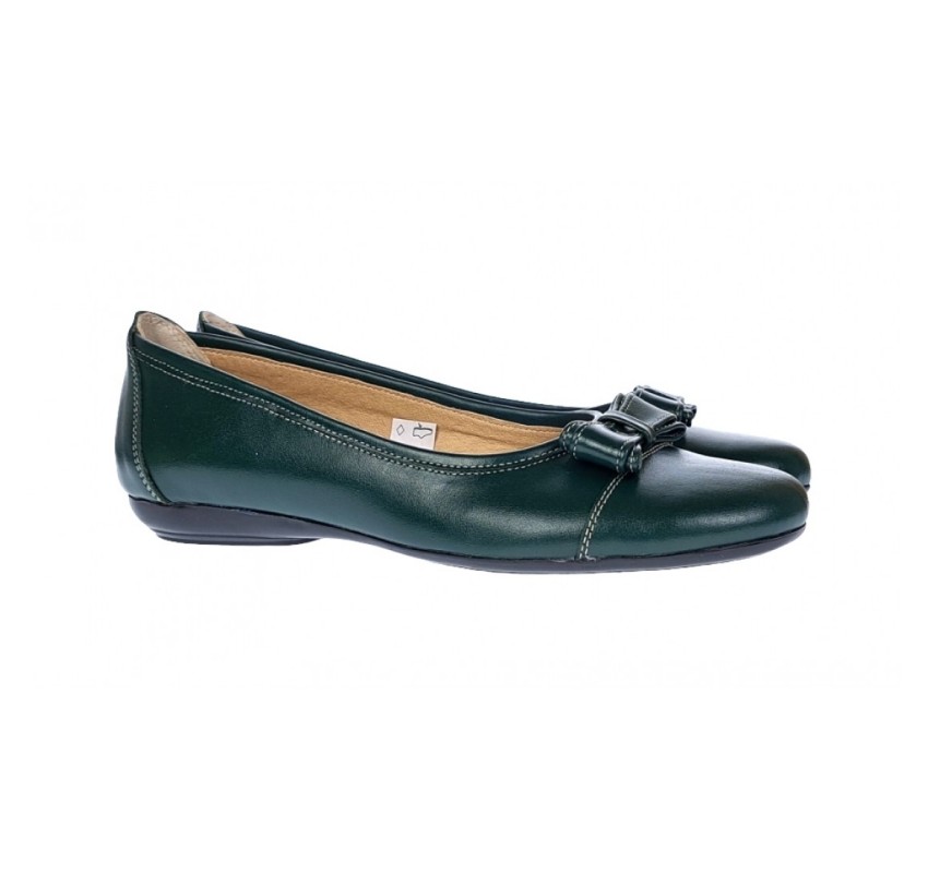 Marimea 39 Balerini dama casual din piele naturala de culoare verde inchis