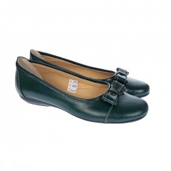 Marimea 39 Balerini dama casual din piele naturala de culoare verde inchis