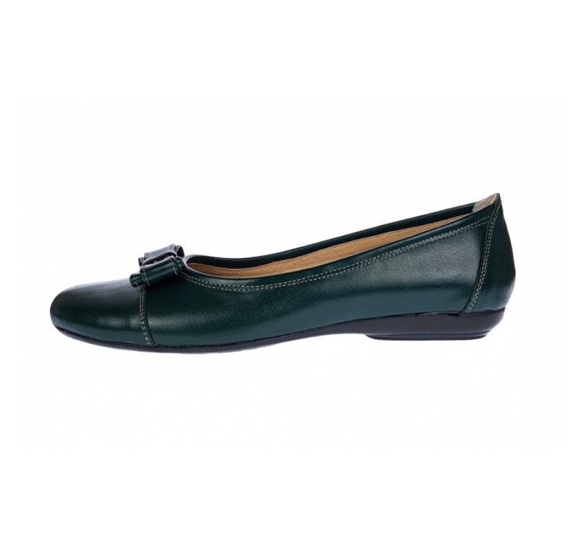 Marimea 39 Balerini dama casual din piele naturala de culoare verde inchis