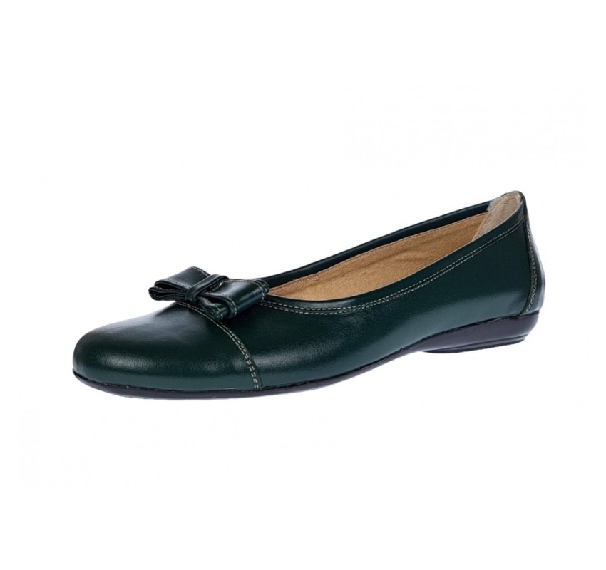 Marimea 39 Balerini dama casual din piele naturala de culoare verde inchis