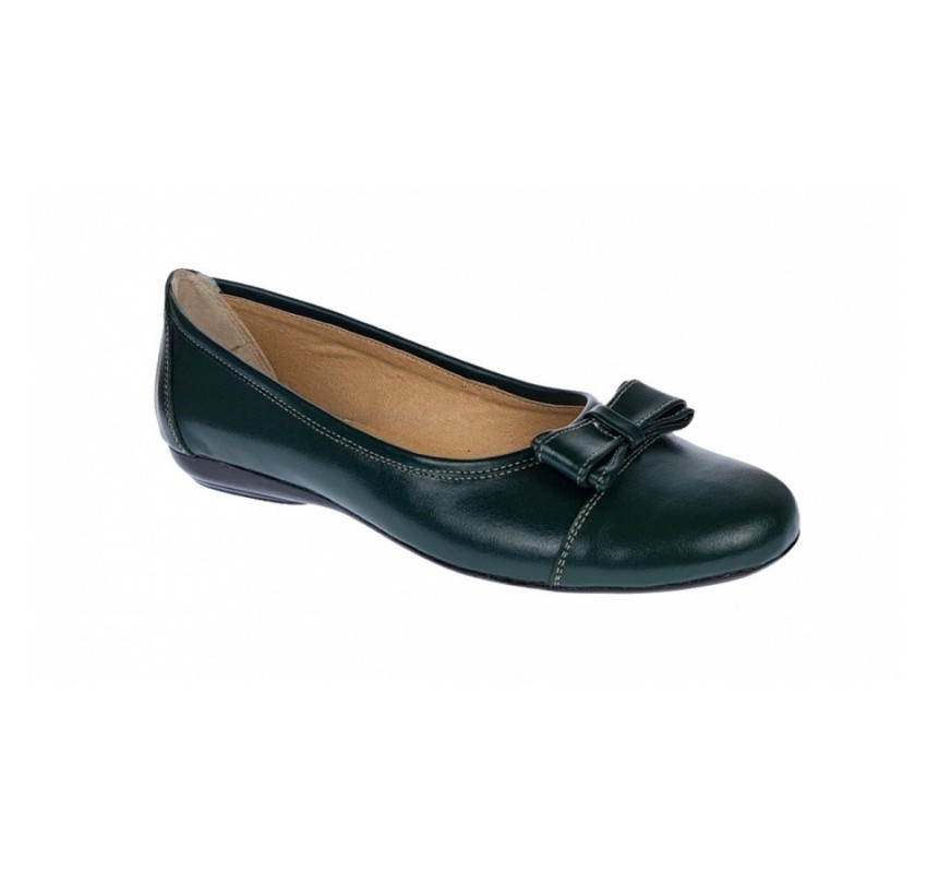 Marimea 39 Balerini dama casual din piele naturala de culoare verde inchis