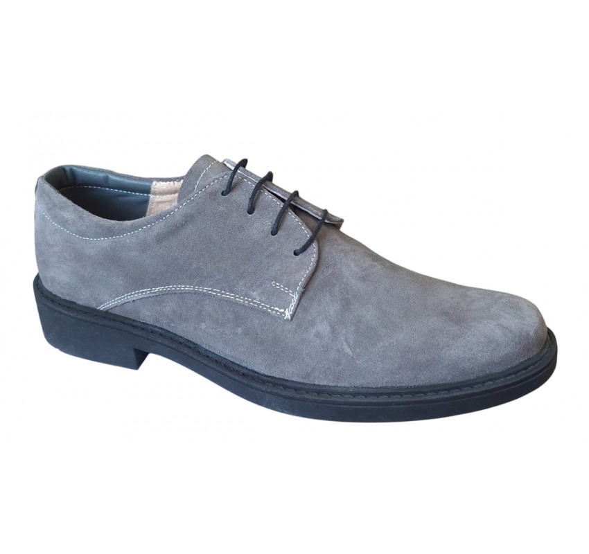 Pantofi barbati casual piele naturala intoarsa AREZO GRI VEL