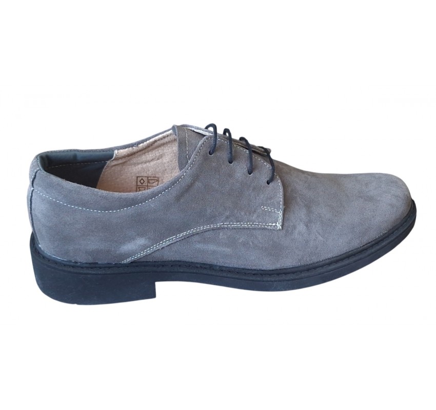 Pantofi barbati casual piele naturala intoarsa AREZO GRI VEL