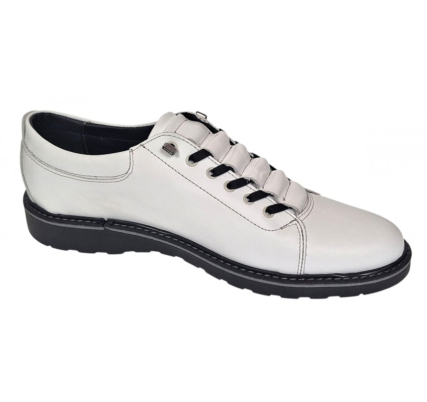 Pantofi barbati casual sport din piele naturala Marko Alb ASEA