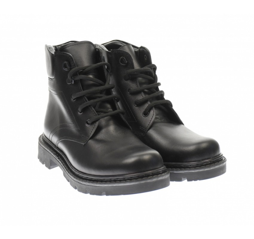 Bocanci barbati din piele naturala (imblanite) , negru, LYON - B28N