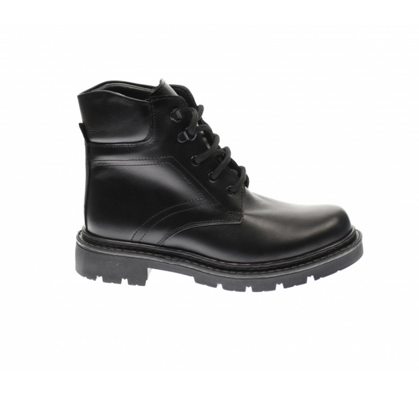 Bocanci barbati din piele naturala (imblanite) , negru, LYON - B28N