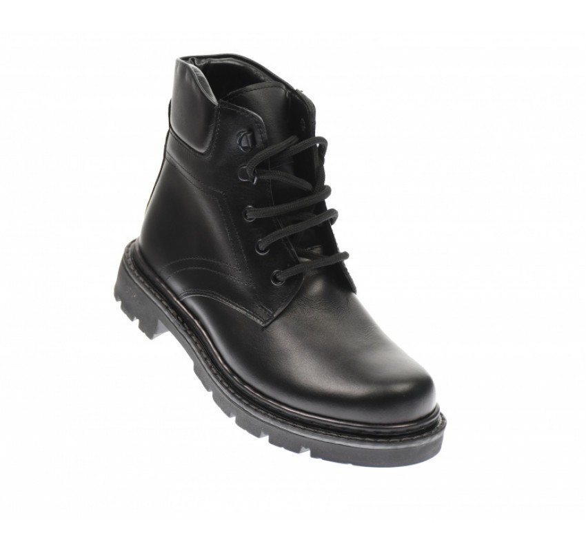 Bocanci barbati din piele naturala (imblanite) , negru, LYON - B28N