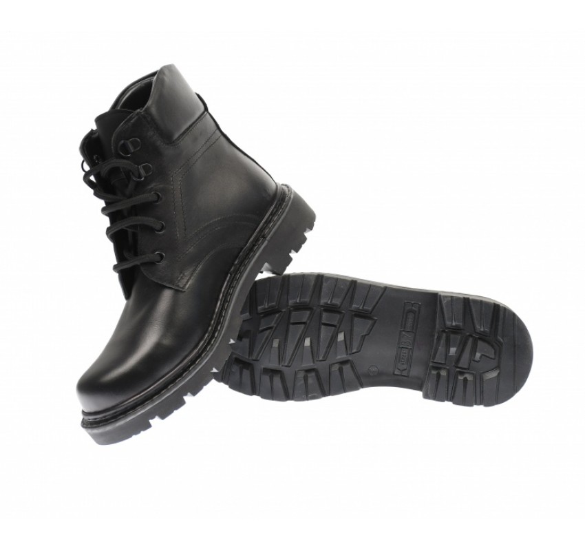 Bocanci barbati din piele naturala (imblanite) , negru, LYON - B28N