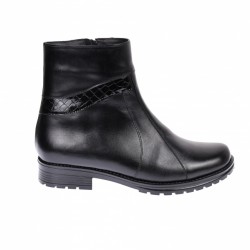 Ghete dama, casual, din piele naturala, cu fermoar, negre, imblanite - B5N