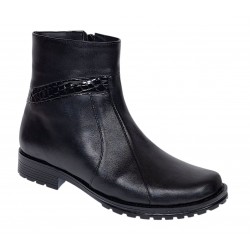 Ghete dama casual din piele naturala cu fermoar negre imblanite B5N
