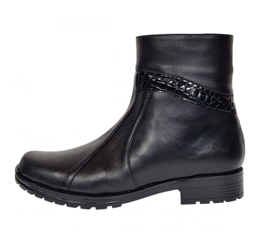 Ghete dama casual din piele naturala cu fermoar negre imblanite B5N