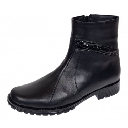 Ghete dama casual din piele naturala cu fermoar negre imblanite B5N