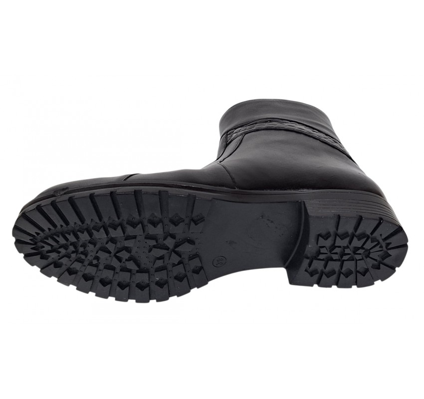 Ghete dama casual din piele naturala cu fermoar negre imblanite B5N