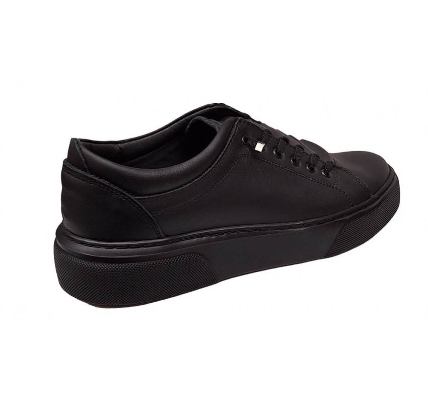 Pantofi barbati sport, casual din piele naturala, Negru - BLACK-COMBAT