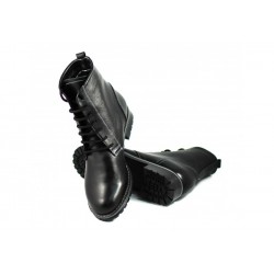 Bocanci dama din piele naturala, cu siret - Negru BOCDAMAN