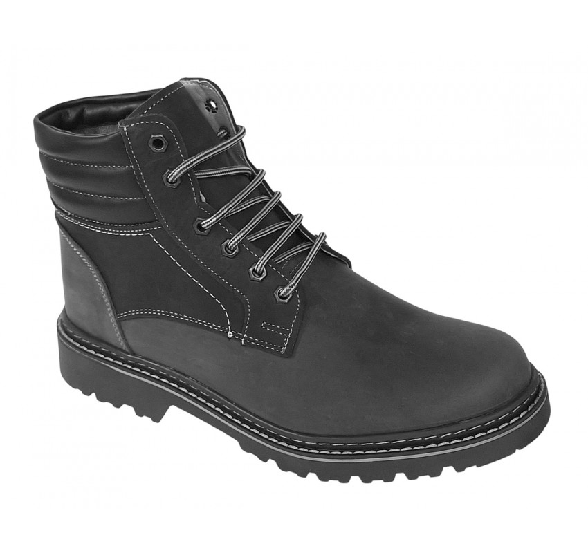 Bocanci barbati din piele naturala imblaniti model iarna MARKUS Negru Bufo 7