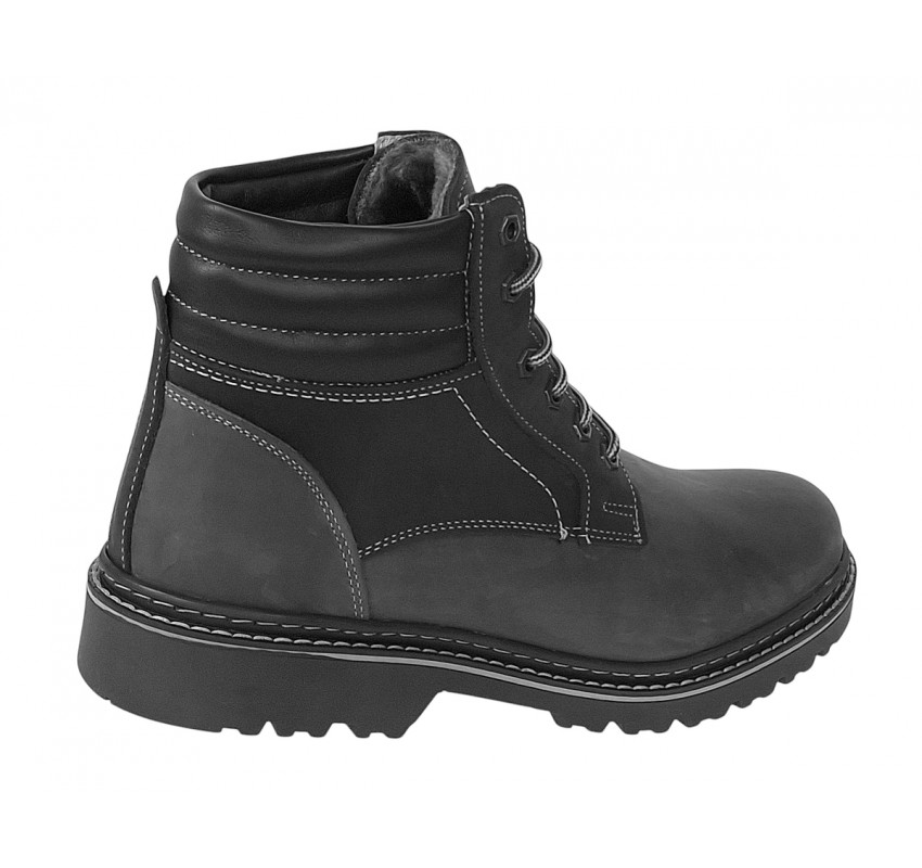 Bocanci barbati din piele naturala imblaniti model iarna MARKUS Negru Bufo 7