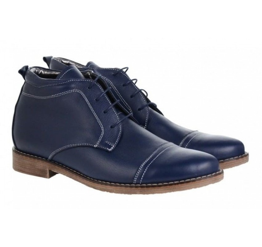 Ghete barbati din piele naturala, culoare bleumarin, imblanite, BOND1BLTPM