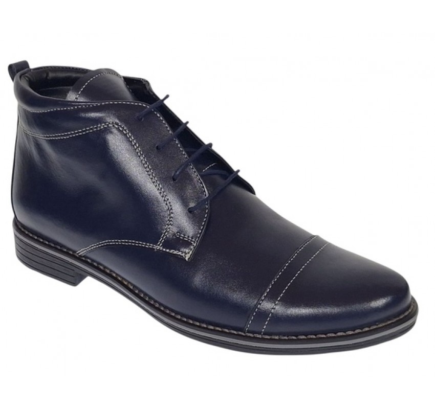 Ghete barbati casual din piele naturala imblanite Bleumarin BOND1BL