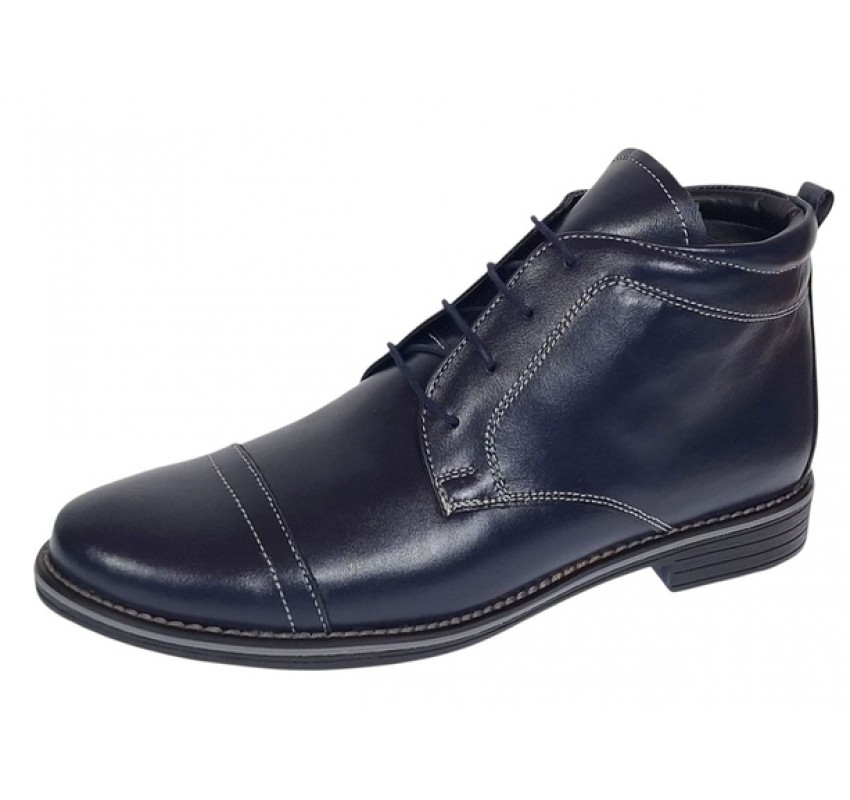 Ghete barbati casual din piele naturala imblanite Bleumarin BOND1BL