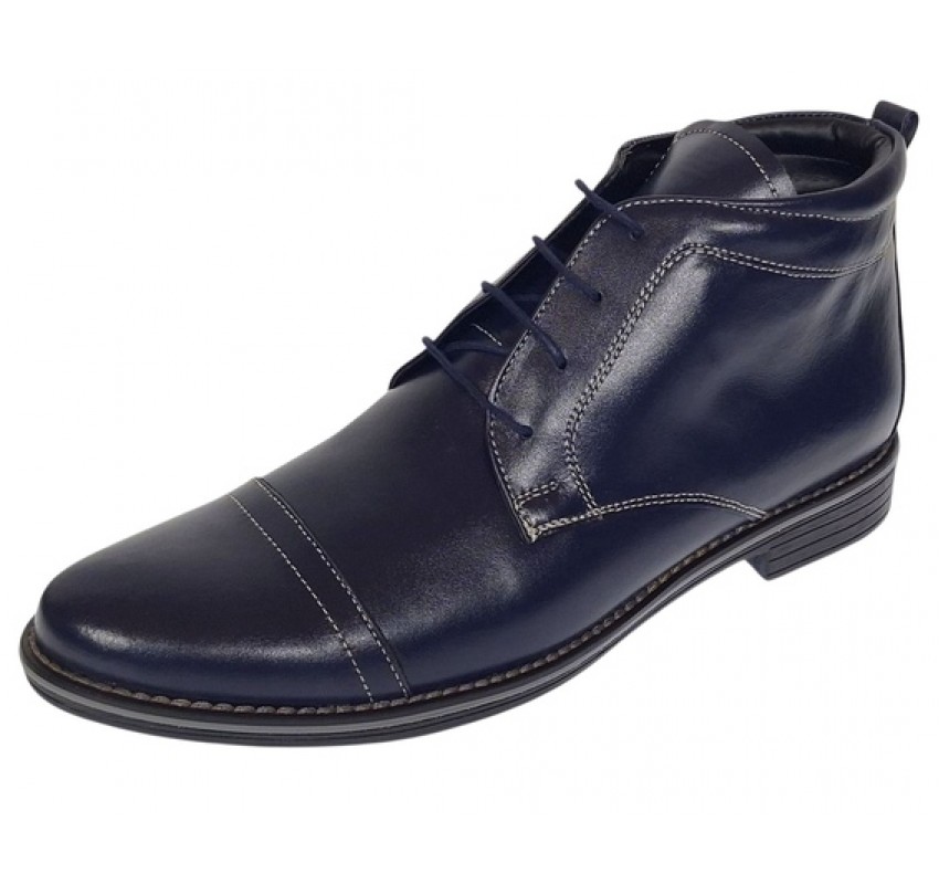 Ghete barbati casual din piele naturala imblanite Bleumarin BOND1BL