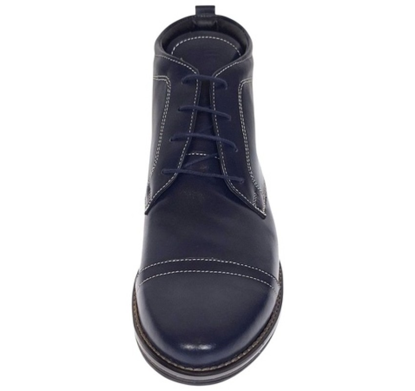 Ghete barbati casual din piele naturala imblanite Bleumarin BOND1BL