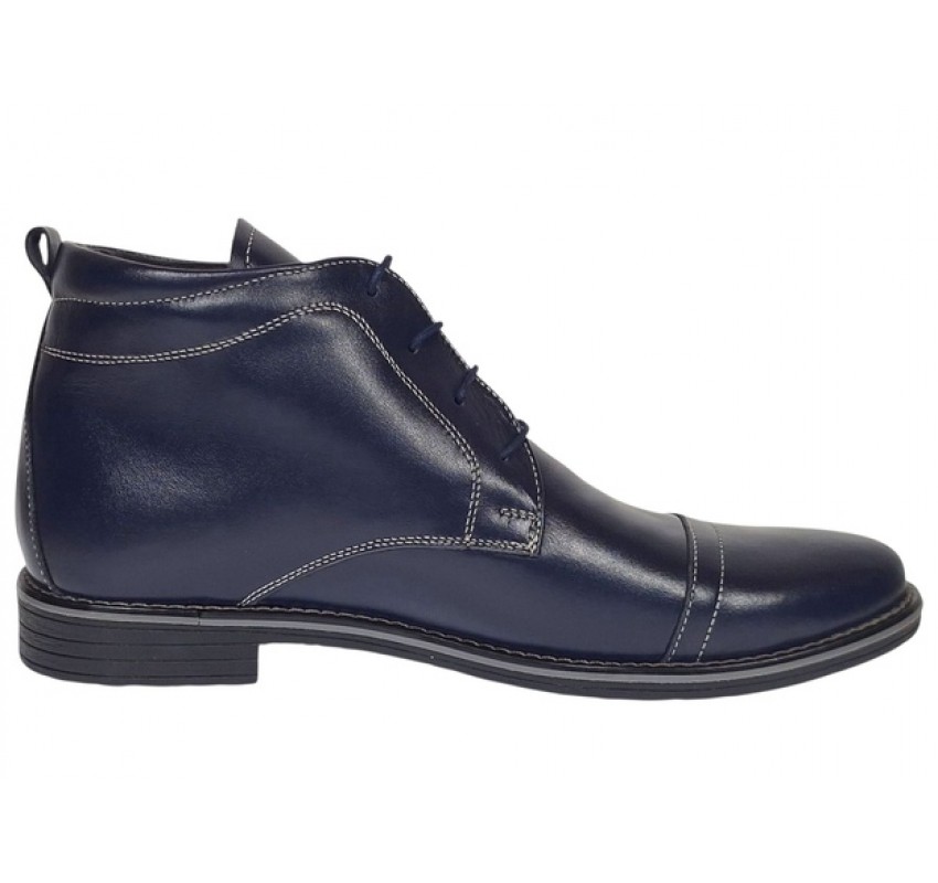Ghete barbati casual din piele naturala imblanite Bleumarin BOND1BL