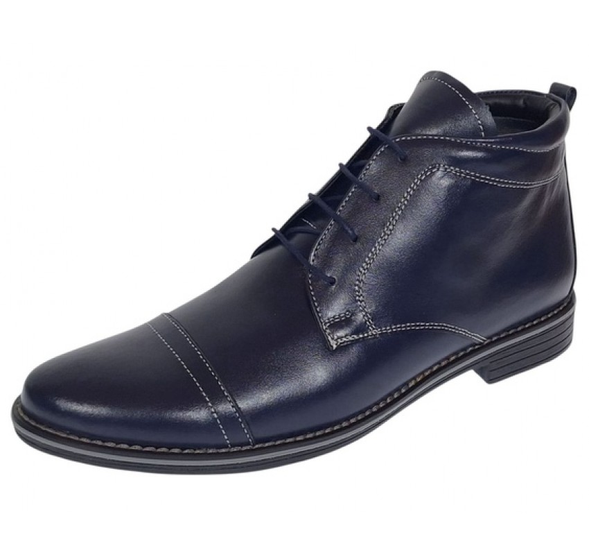 Ghete barbati casual din piele naturala imblanite Bleumarin BOND1BL