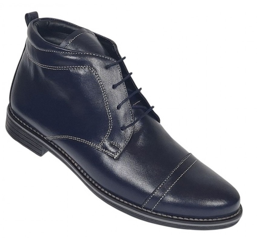 Ghete barbati casual din piele naturala imblanite Bleumarin BOND1BL