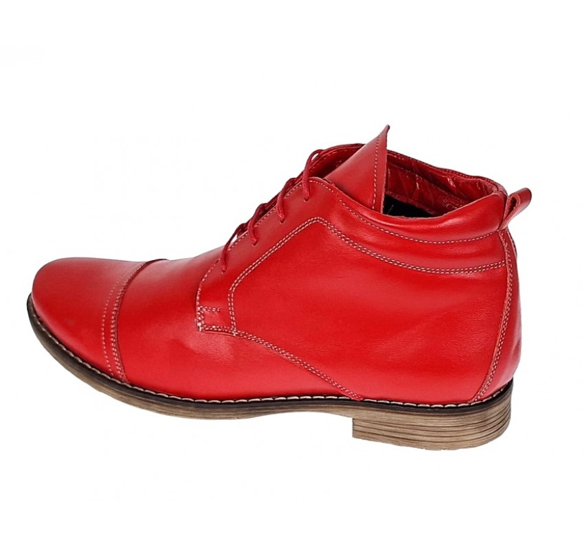 Ghete barbati din piele naturala casual - Model Bond Rosu BOND1R