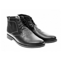 Ghete barbati casual, elegante din piele naturala imblanite, negru - BONDN