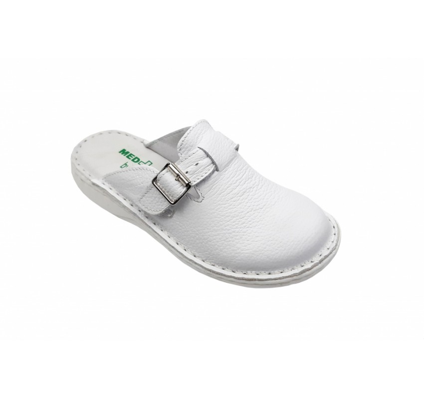 Saboti medicali dam albi din piele naturala box, Med-Line BR127ALB