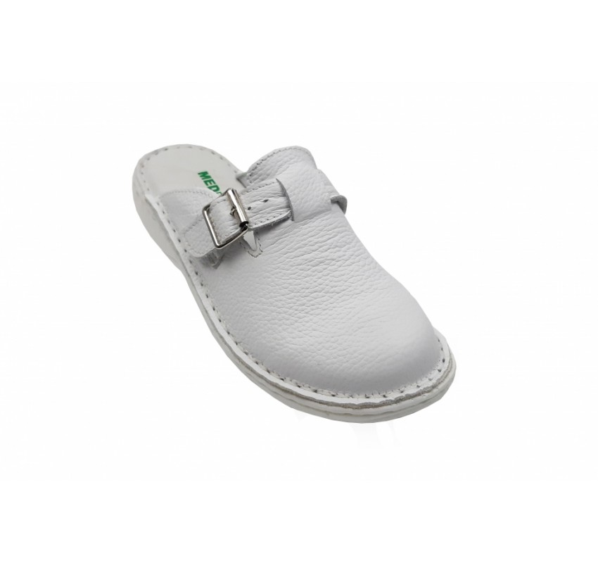 Saboti medicali dam albi din piele naturala box, Med-Line BR127ALB